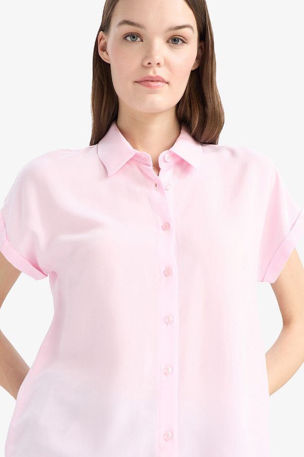 Regular Fit Basic Düz Viskon Kısa Kollu Gömlek N7819AZ25SP - 1
