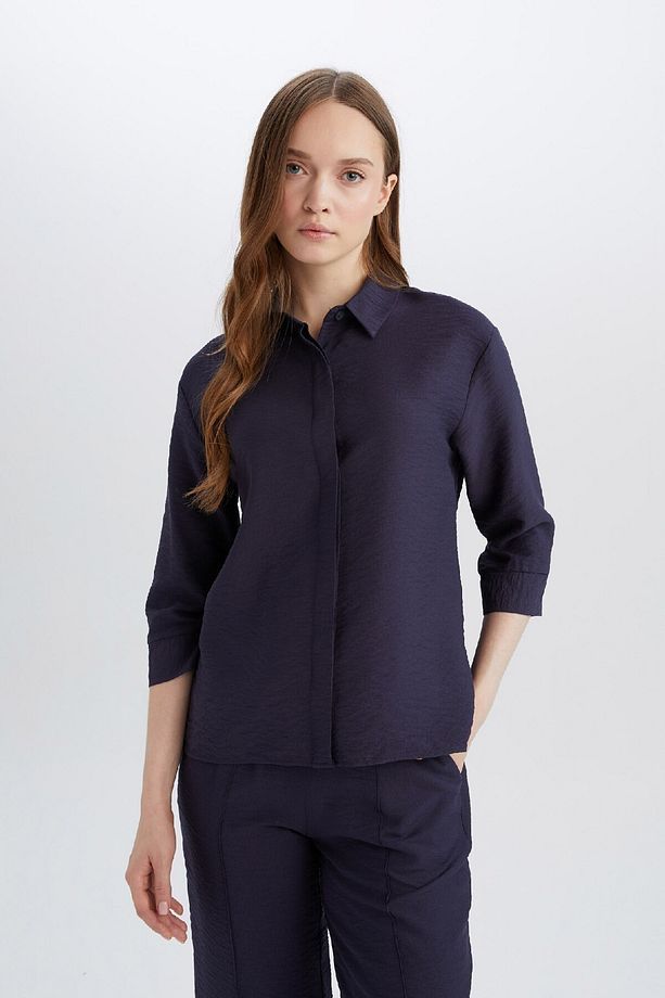 Regular Fit Basic Düz Yarım Kollu Gömlek E4987ax25sp - 3