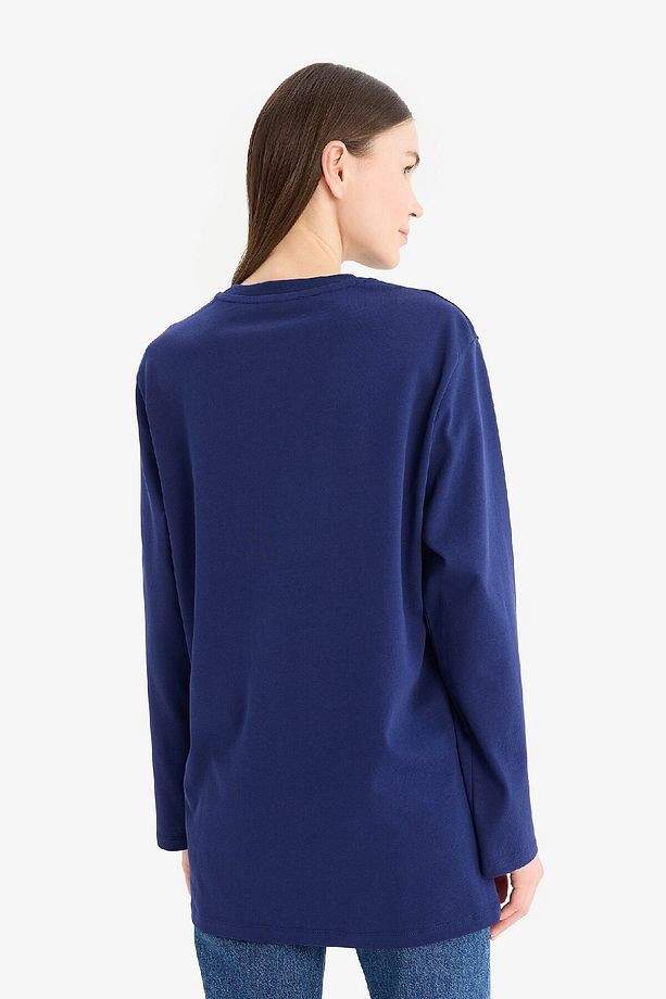 Regular Fit Bisiklet Yaka Basic Düz Uzun Kollu Tişört Tunik D4897AX25SM - 6