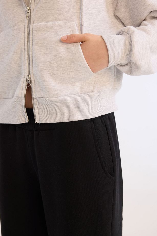 Coool Standart Fit Kapüşonlu Basic Düz Kanguru Cepli Fermuarlı Sweatshirt Z7069AZ25SP - 6