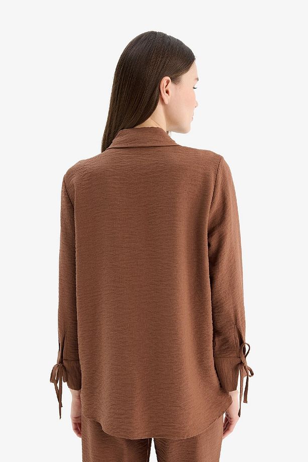 Regular Fit Basic Düz Uzun Kollu Gömlek C3819AX25SP - 6