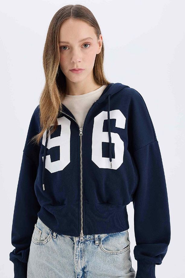 Coool Oversize Geniş Kalıp Kapüşonlu Baskılı Kalın Fermuarlı Sweat Hırka E5462ax25sm - 3