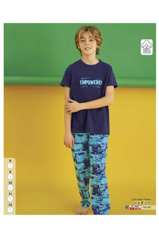 Male Child Short Sleeve Six Long 100% Cotton Pajamas Set