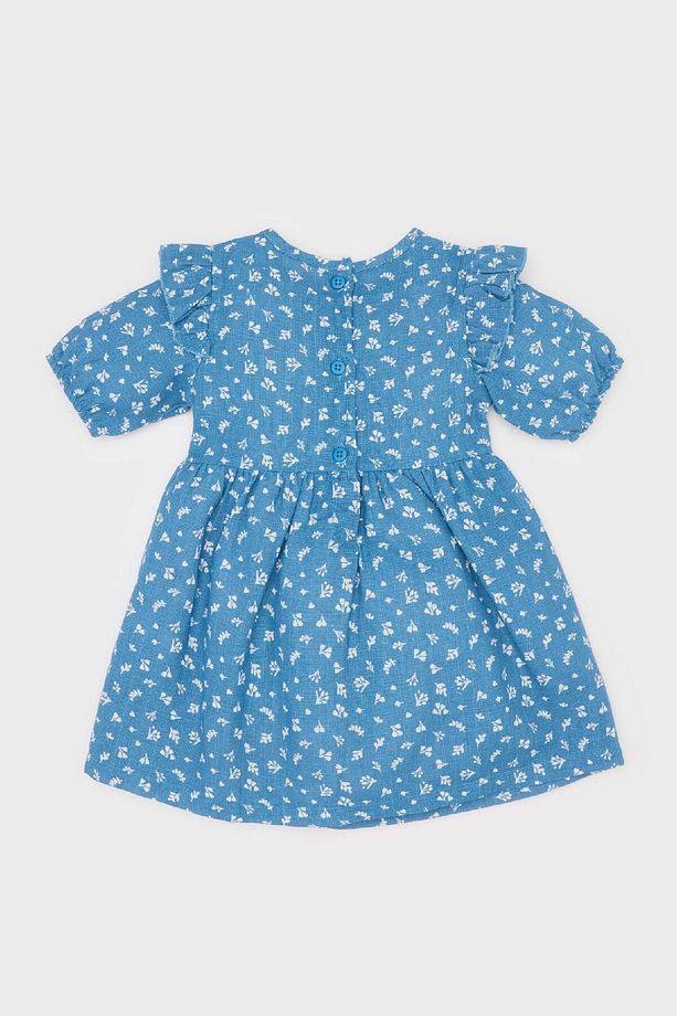 Kız Bebek Desenli Kısa Kollu Flamlı Poplin Elbise E5809a525sp - 3