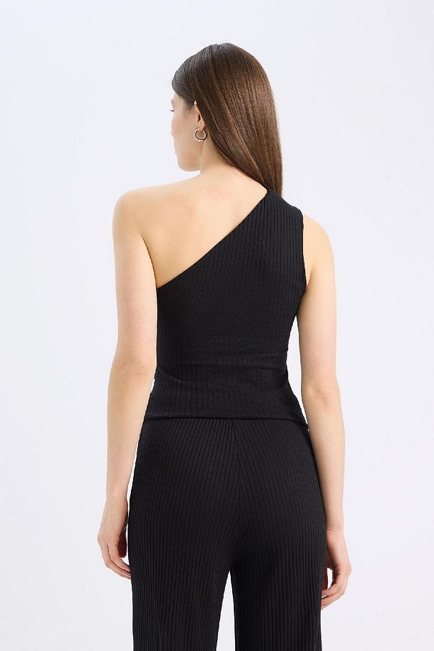 Slim Fit Dar Kesim Tek Omuzlu Fitilli Kaşkorse Atlet E5777AX25SP - 7