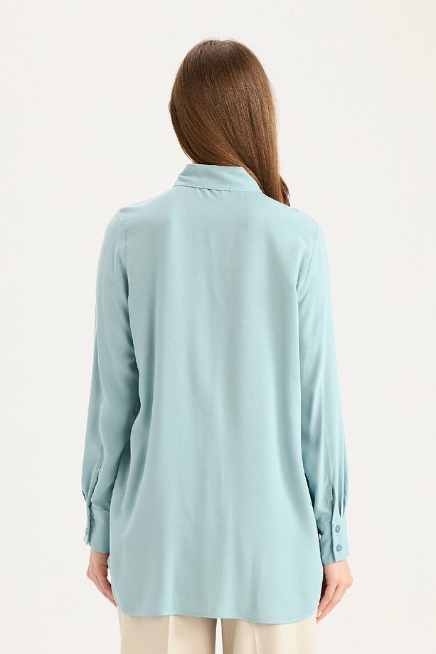 Regular Fit Basic Düz Uzun Kollu Tesettür Gömlek Tunik Z3538az25sp - 6
