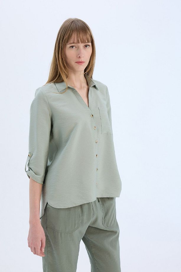 Regular Fit Basic Düz Uzun Kollu Gömlek M9407az25sp - 3