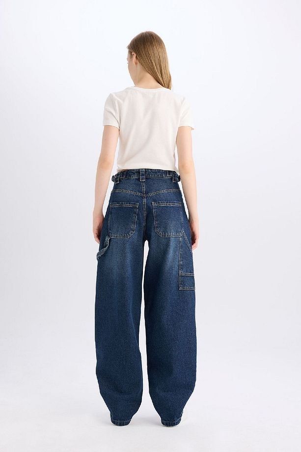 Baggy Fit Yüksek Bel Uzun Jean Yıkamalı Pantolon D0748AX25SP - 7