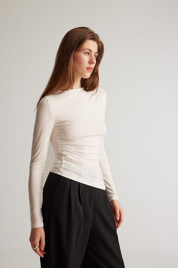 Slim Fit Dar Kesim Bisiklet Yaka Basic Düz Soft Touch Uzun Kollu Tişört E5884ax25sp - 3