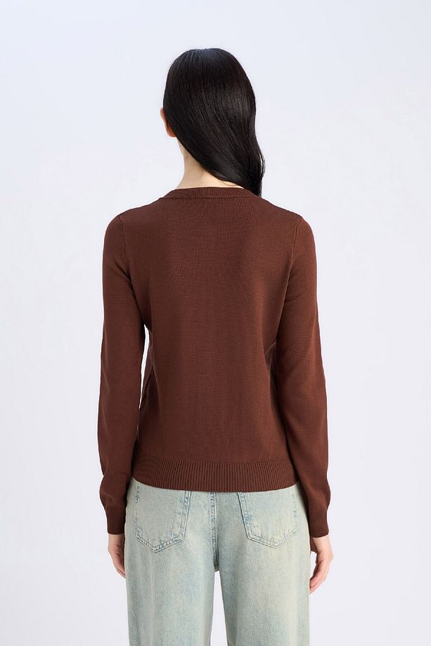 Regular Fit Bisiklet Yaka Basic Düz Triko Hırka D6282ax25sp - 6