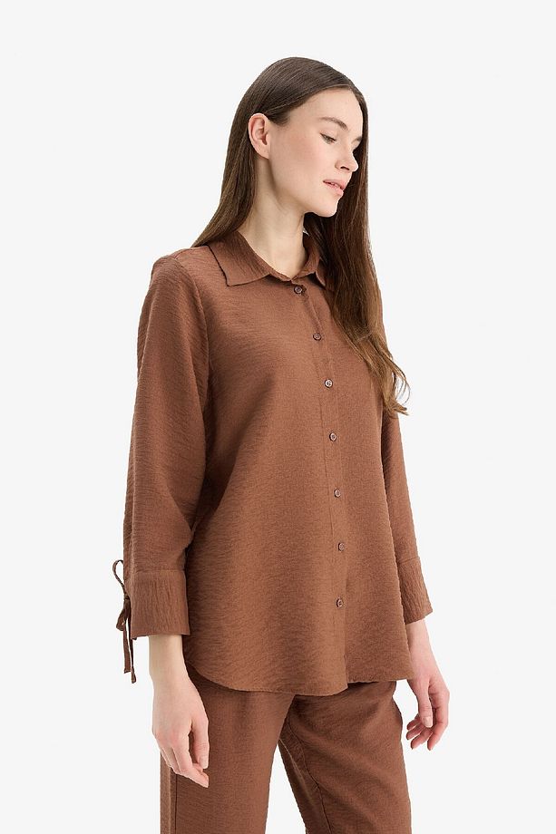 Regular Fit Basic Düz Uzun Kollu Gömlek C3819AX25SP - 3