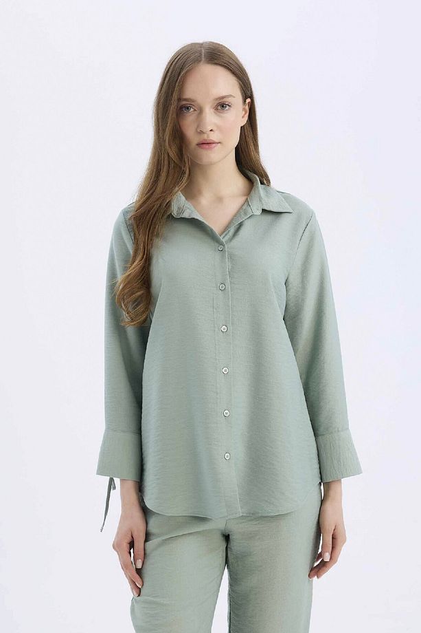 Regular Fit Basic Düz Uzun Kollu Gömlek C3819AX25SP - 3
