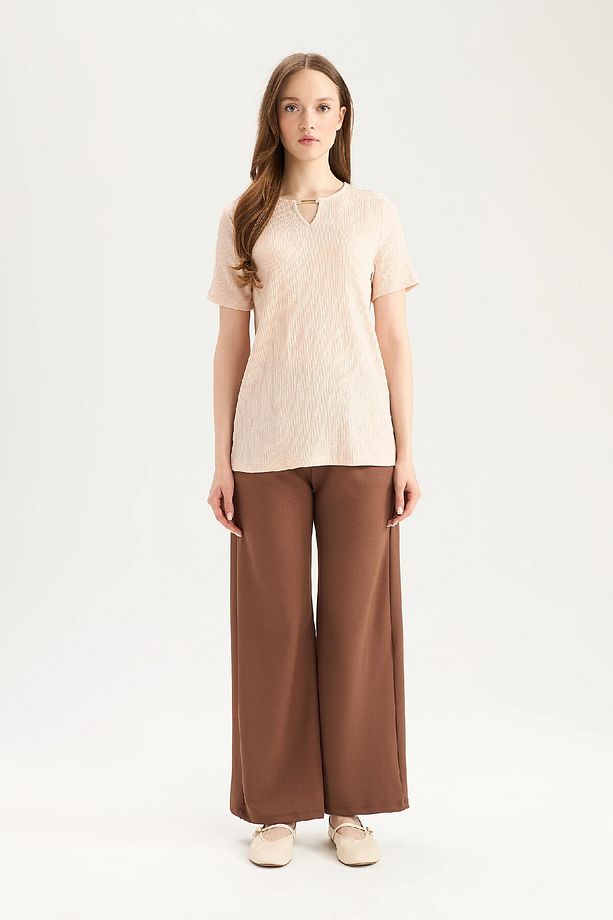 Regular Fit Cepli Krep Geniş Paça Palazzo Pantolon E5759ax25sp - 4