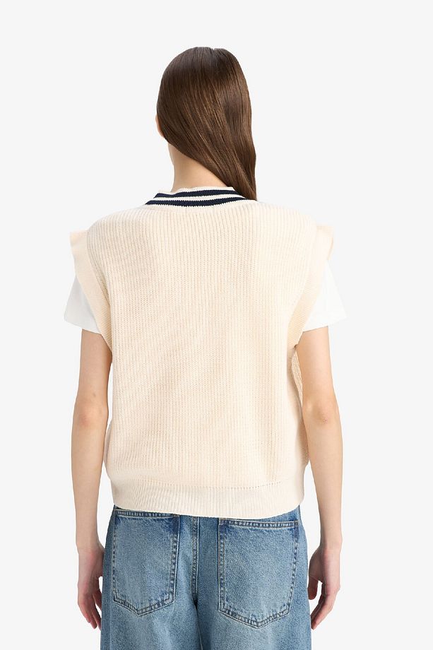 Regular Fit V Yaka Triko Süveter S0375AZ25SP - 8