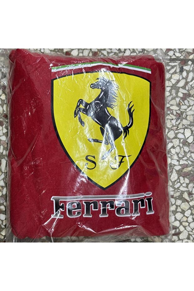 Printed Combed Cotton Service Cover Front-Back Set Red Frrari