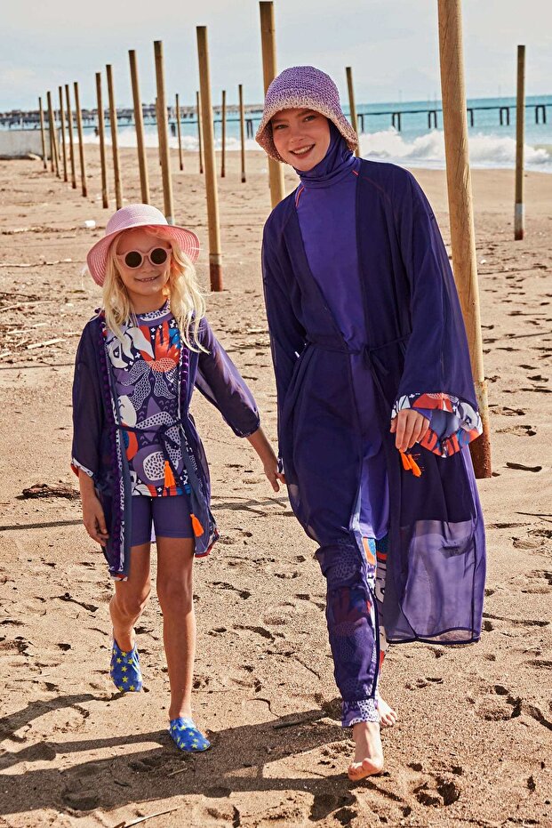 Children's Patterned Colorful Kimono - P2421