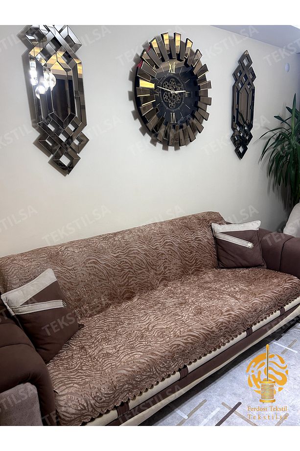 Süngerli Koltuk Örtüsü Jakarli Yeni Moda Kapiçino Rengi 1 Adet 210*170 Cm - 6