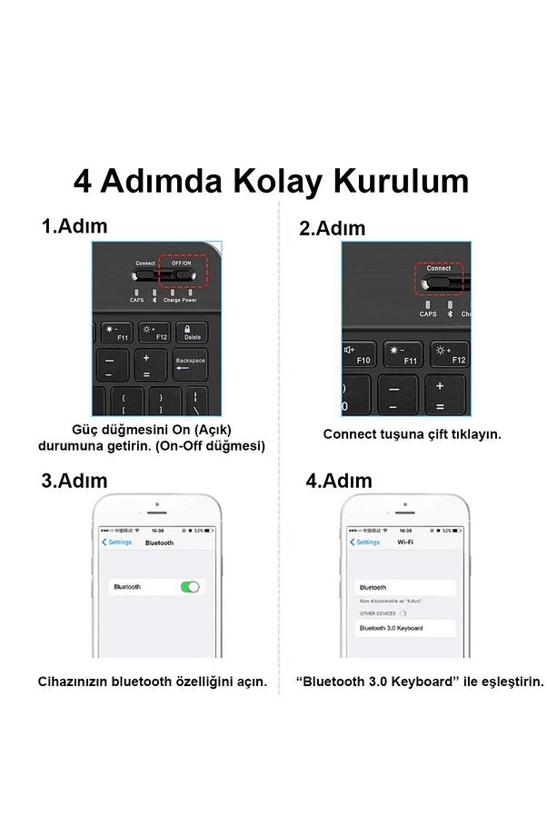 Samsung Galaxy Tab A9 Plus SM-X217 Uyumlu Klavye Mouse Set Siyah - 4