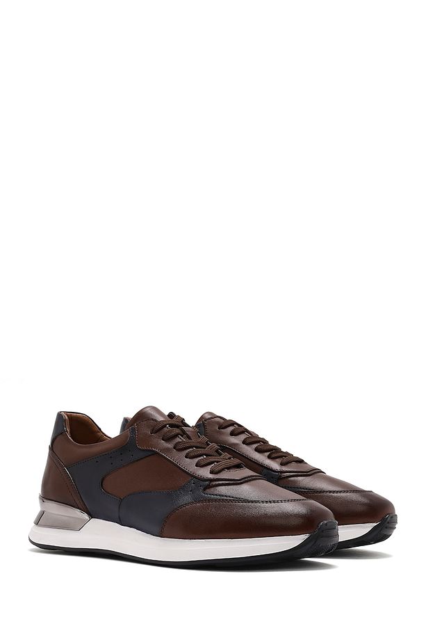 Erkek Taba Bağcıklı Deri Sneaker 25SFD603818 - 3