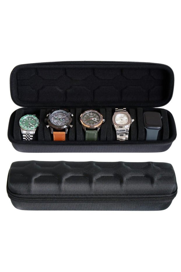 5 Slot Black EVA Watch Box Organizer For Men or Women，Watch Travel Case Portable Storage Watch Displ