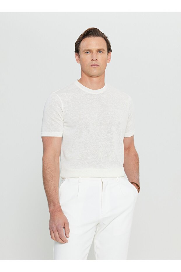 Altınyıldız Classics Bisiklet Yaka Ekru Erkek T-Shirt ACE091252044_EKR - 1