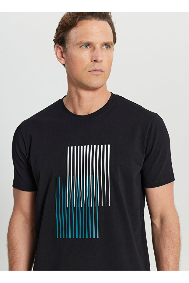 Altınyıldız Classics Bisiklet Yaka Baskılı Siyah Erkek T-Shirt ACE091252410_SYH - 4