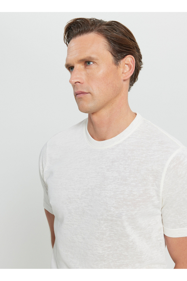 Altınyıldız Classics Bisiklet Yaka Ekru Erkek T-Shirt ACE091252044_EKR - 5