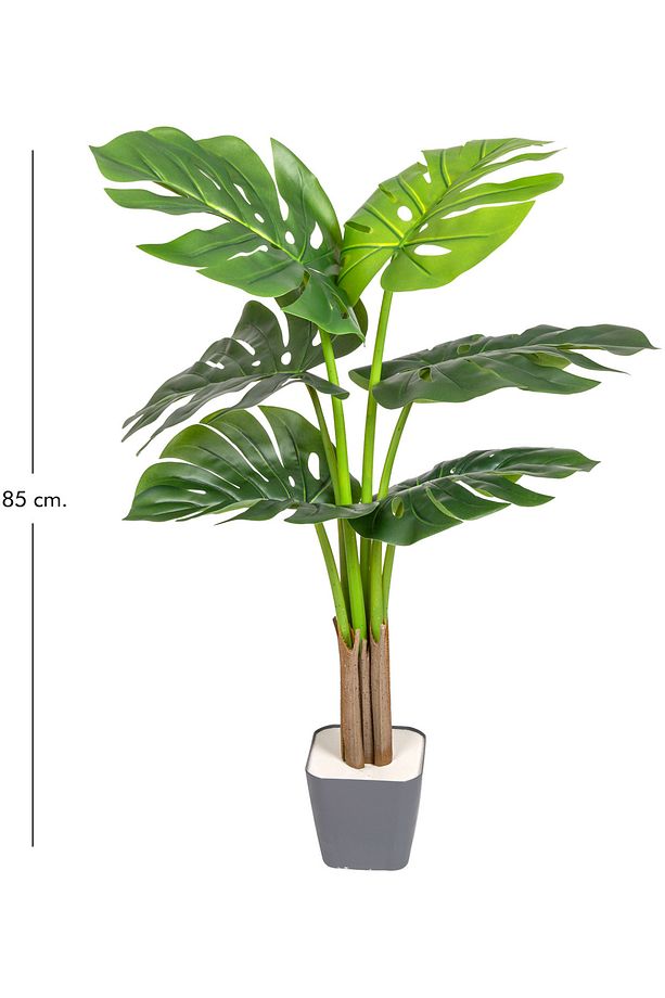 Yapay Ağaç Monstera-Deve Tabanı Gerçek Dokulu 6 Yapraklı Yeşil 85 Cm. - 4