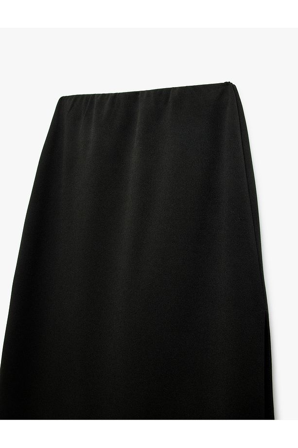 Standart Bel Krep Scuba Kumaş Midi Etek - 5