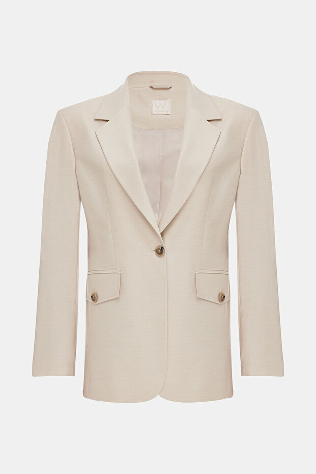 BEJ DÜĞMELİ CEKET - 1