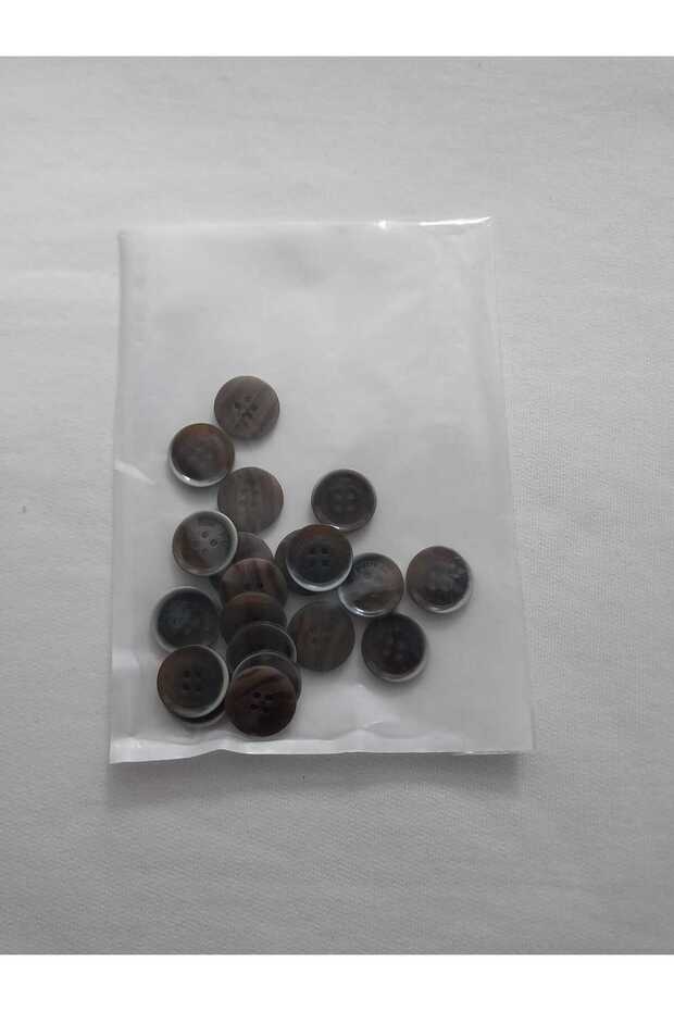 Brown Color Patterned 2 cm Diameter Polyester Button 20 Pieces. - 3