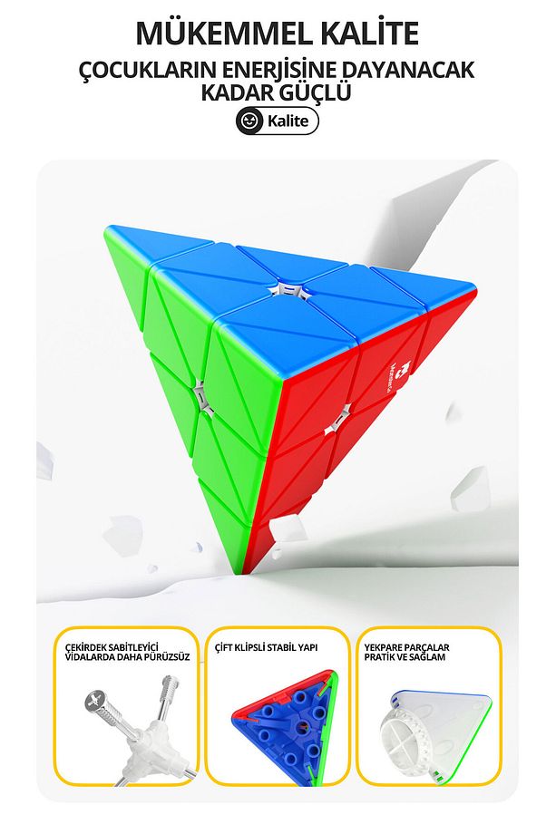 Monster Go Pyraminx Küp Hız Piramit Çıkartmasız Küp Türkiye Resmi Satıcısı (GAN ÜRETİMİDİR) - 8