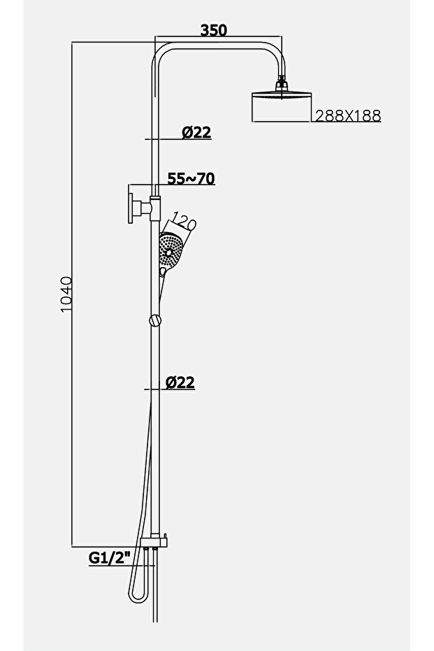Mode S Rain Duş Sistemi -Mat Siyah - 5