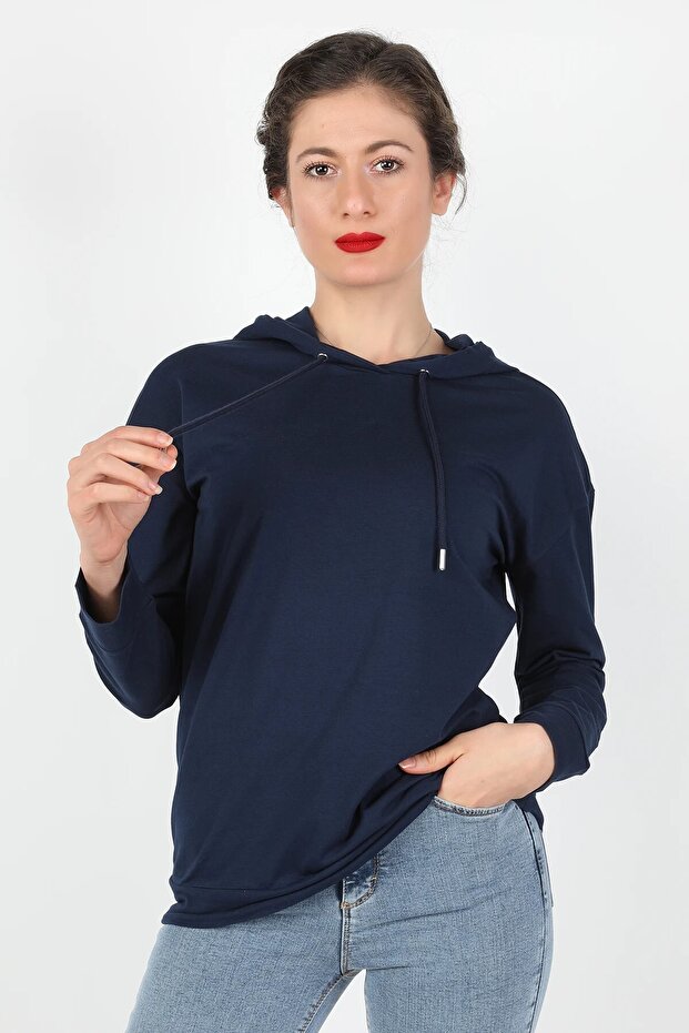 Navy Blue Hooded Women's Sweatshirt
