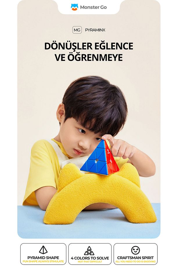 Monster Go Pyraminx Küp Hız Piramit Çıkartmasız Küp Türkiye Resmi Satıcısı (GAN ÜRETİMİDİR) - 2