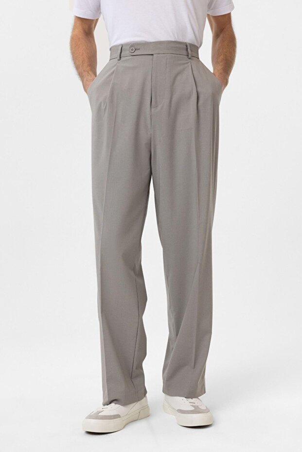Baggy high waist men's fabric trousers