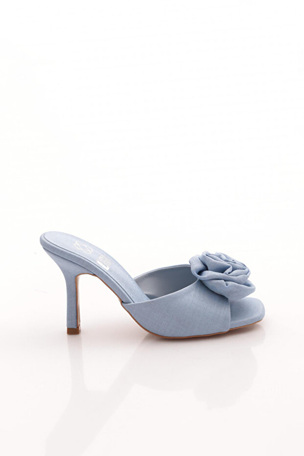 6305 Women's Rose Detailed Heeled Slippers