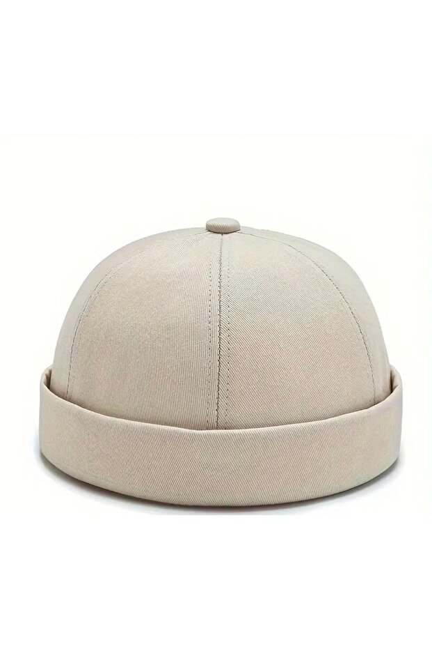 2'li Set Pamuklu Kumaş Arkasından Ayarlanabilir Sipersiz Hip Hop Docker Siyah-Bej Erkek Şapka - 2