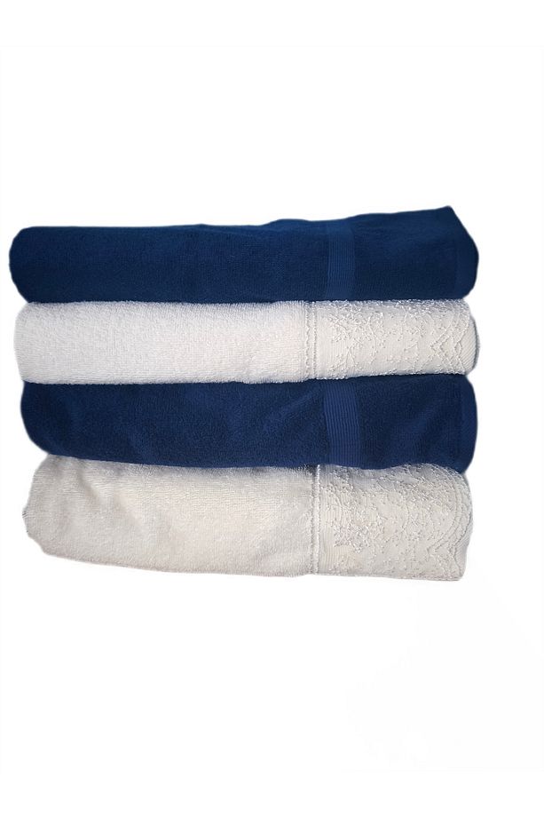Branch Best Set (HAMAM TAKIMI) 4 Parça Havlu Seti Krem-lacivert - 2