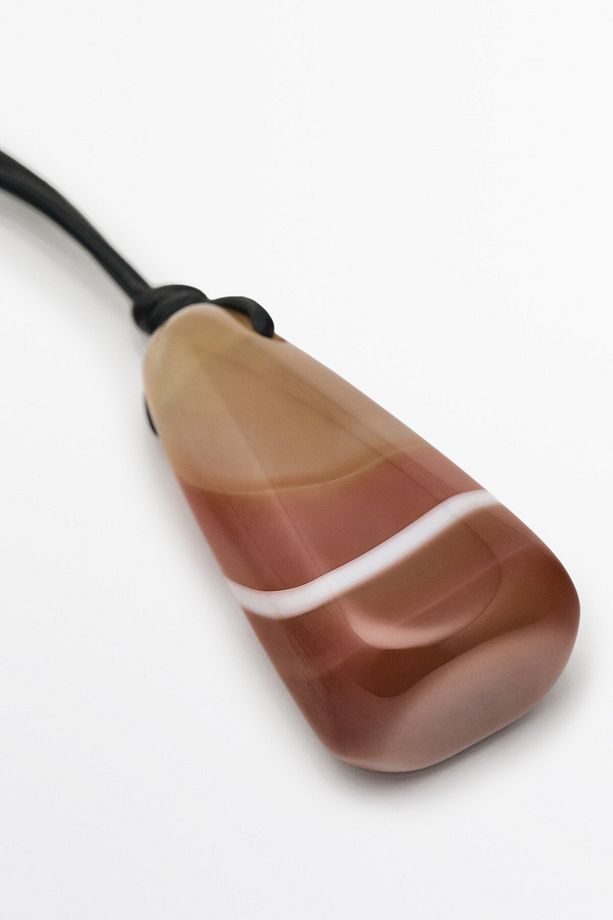 Ombre taşlı ip kolye - 3