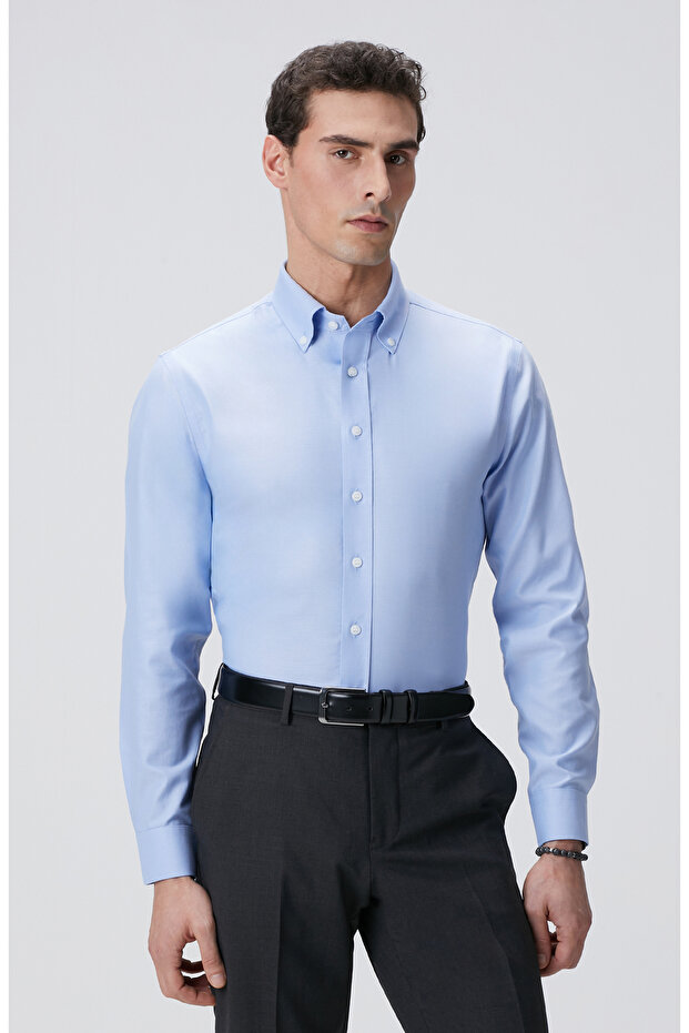 Mavi Non-iron Oxford Gömlek - 1