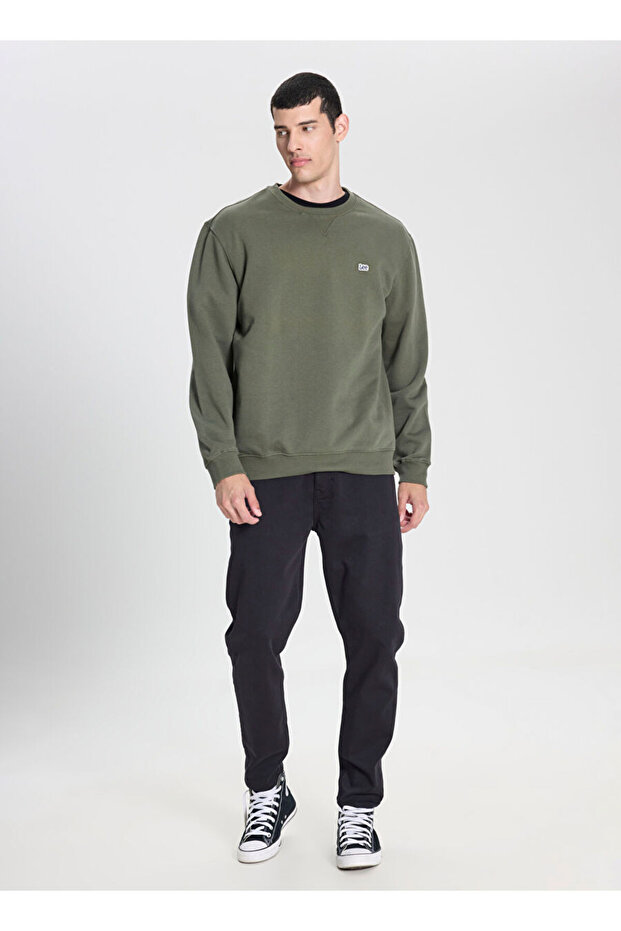 Green Men's Cycling Slim Fit Sweatshirt L81Irya61 Green Sweatshirt