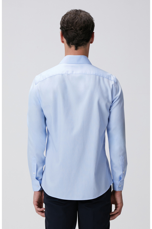 Mavi Non-iron Gömlek - 5