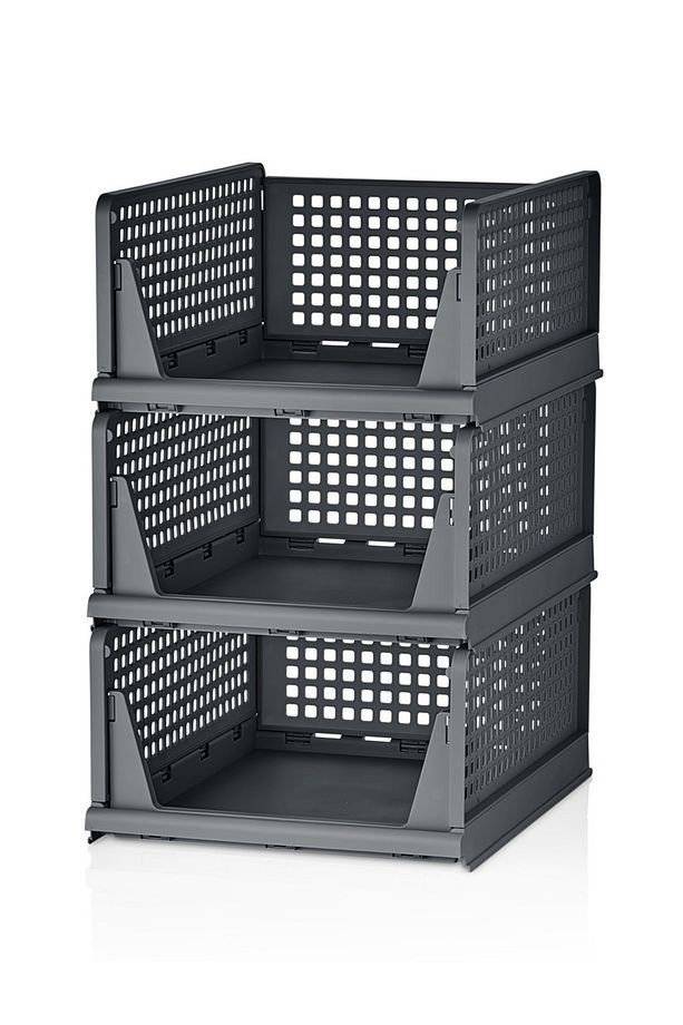3 Adet Raylı Elbise Organizeri - Mutfak Banyo Düzenleme Depolama Üst Üste Dizilebilir - 3
