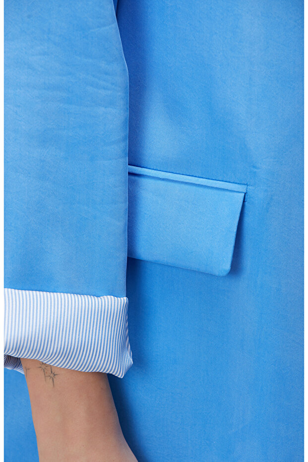 Mavi Blazer Ceket - 6