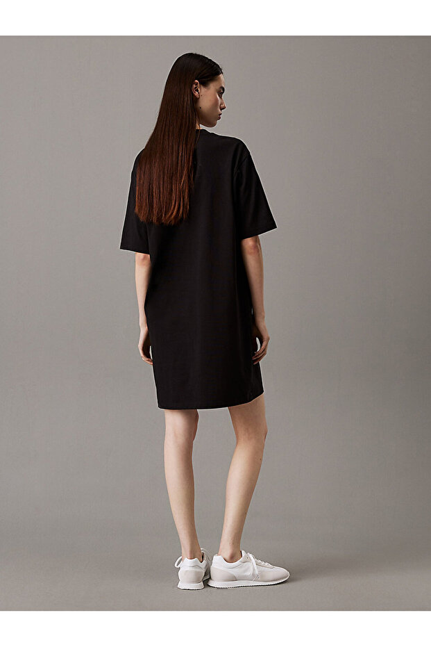 Kadın Siyah Tişört Elbise - 2