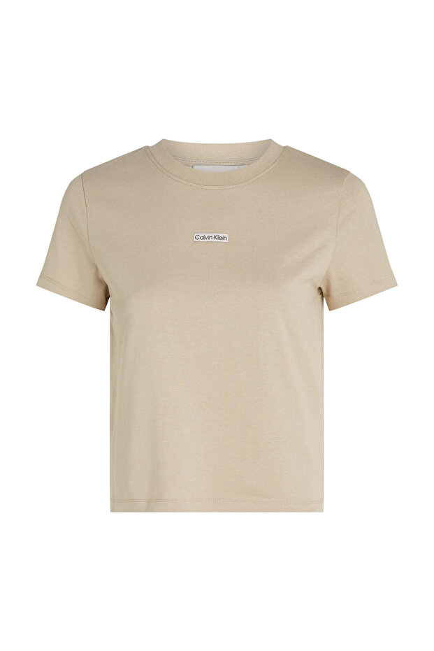 Kadın Bej Kısa Kollu Tişört - 4