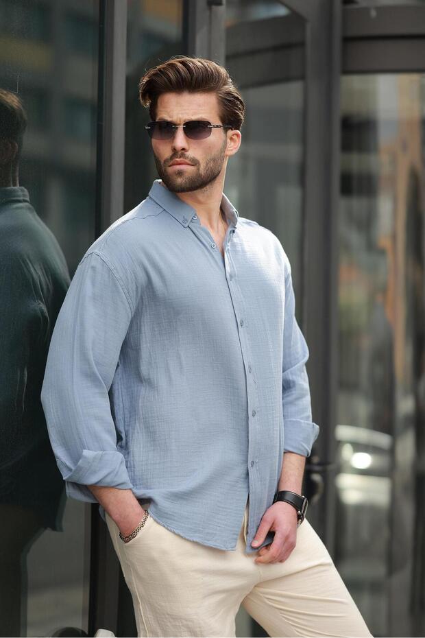 Mavi Basic %100 Pamuklu Uzun Kollu Erkek Gömlek E6761 - 1