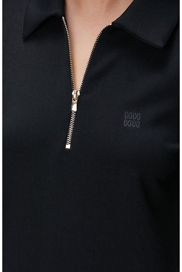 Siyah Polo Elbise - 5