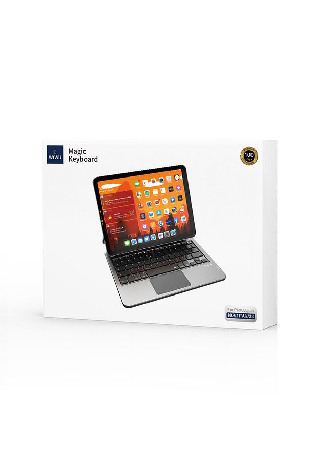 iPad Air 13 2025 M3 Wiwu MK-003 Gizli Kalem Bölmeli Touchpad Klavyeli Standlı Kılıf Siyah - 5